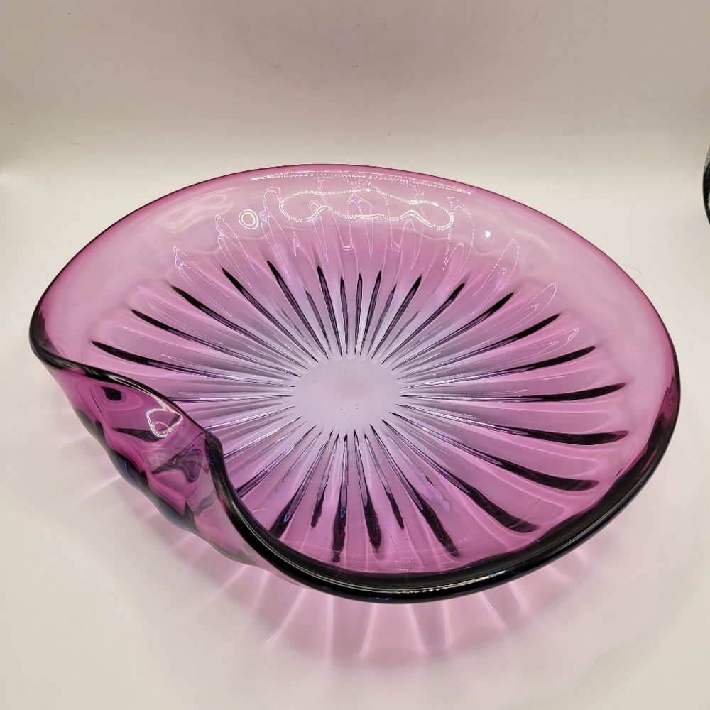 Alfredo Barbini 1965 Catalogue Art Glass Bowl MCM Collectables Murano Purple
